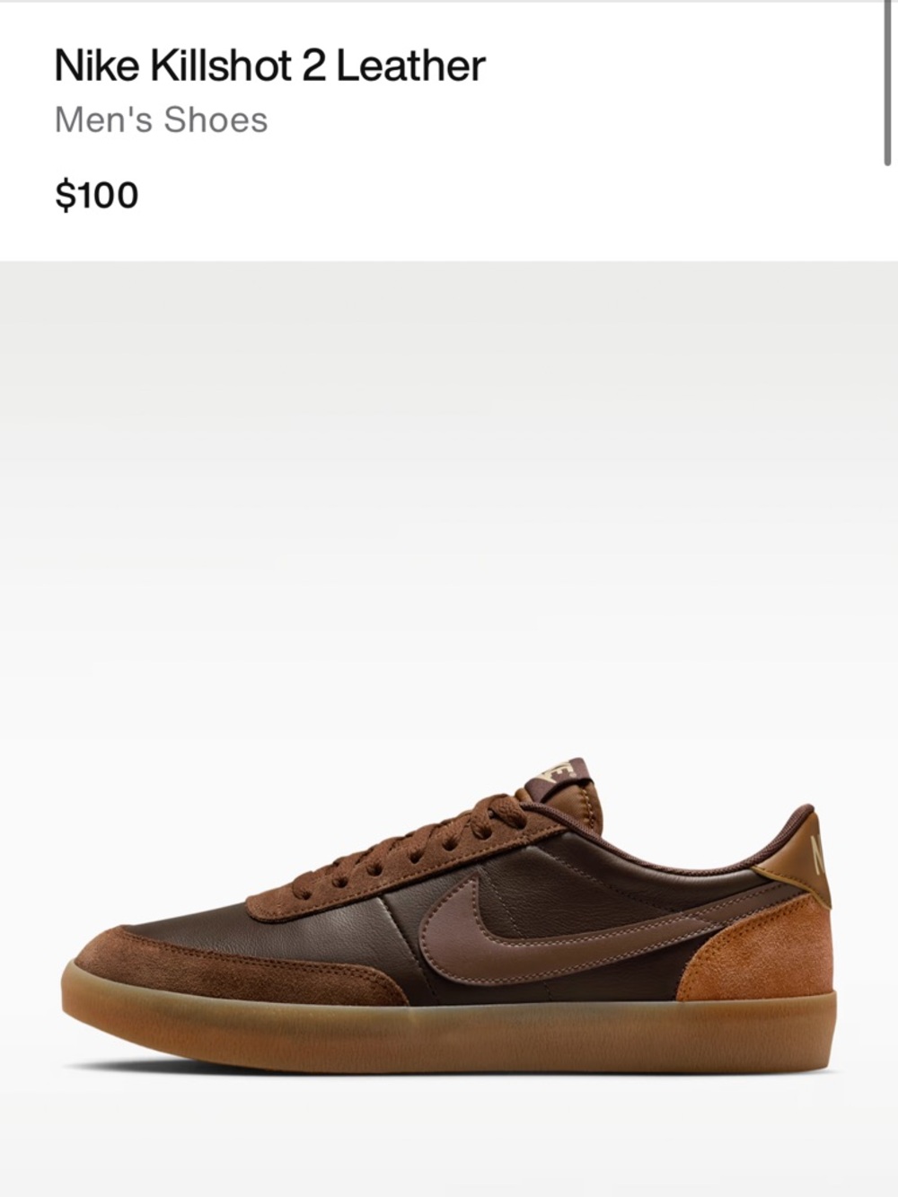 Nike Men's Brown Leather & Suede Low-Top Sneakers - Killshot 2 Leather